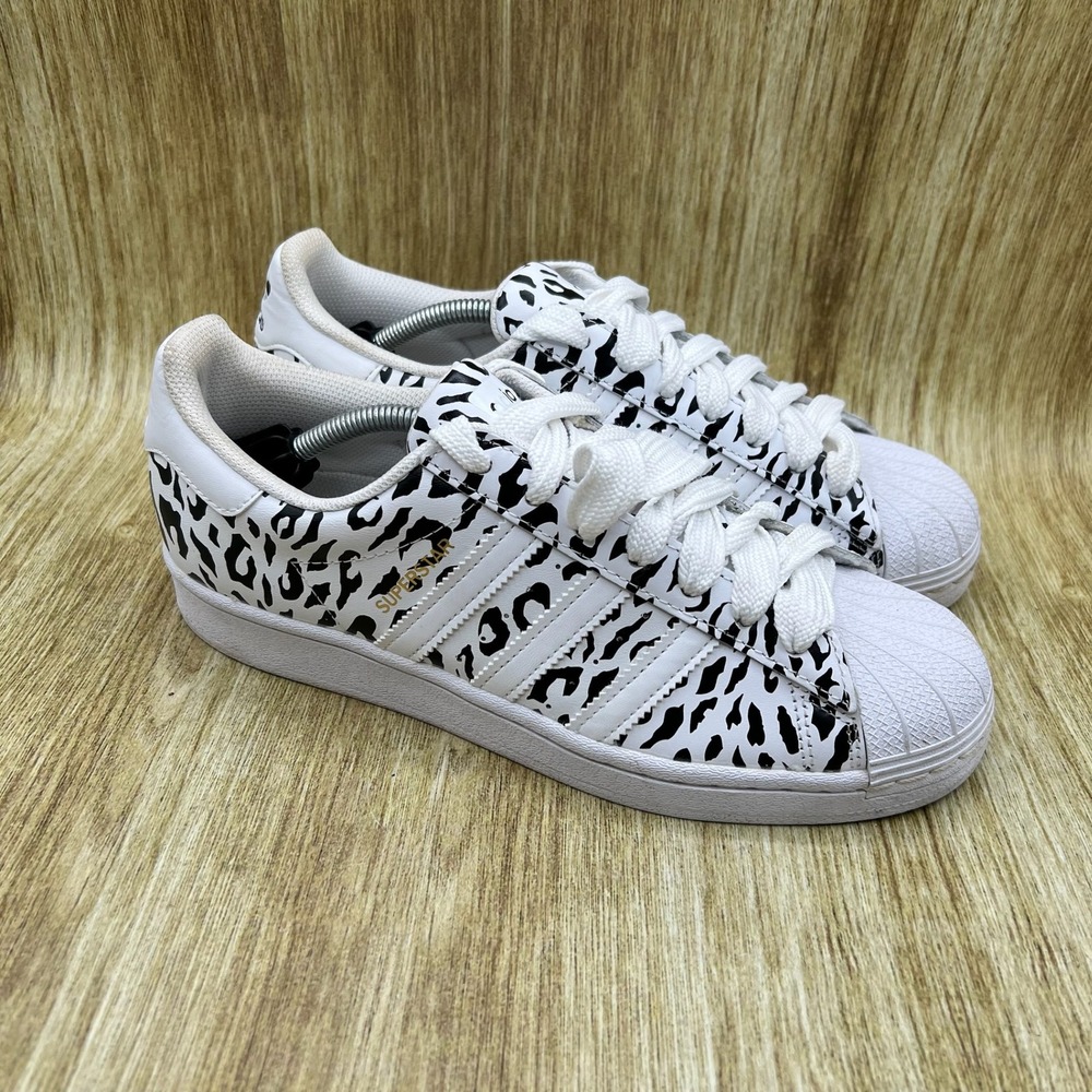 Adidas Superstar Women's‎ Size 8.5 White Cheetah Print Shell Toe Shoes FV3451